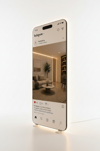 Smartphone displaying an Instagram feed on a white background